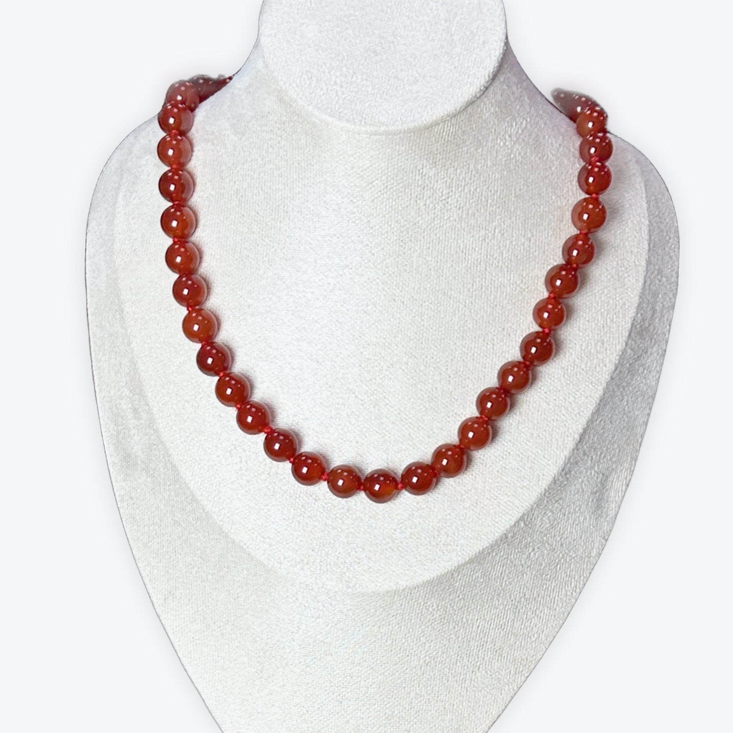 Collier Cornaline | 10mm Fermoir Acier Inoxydable