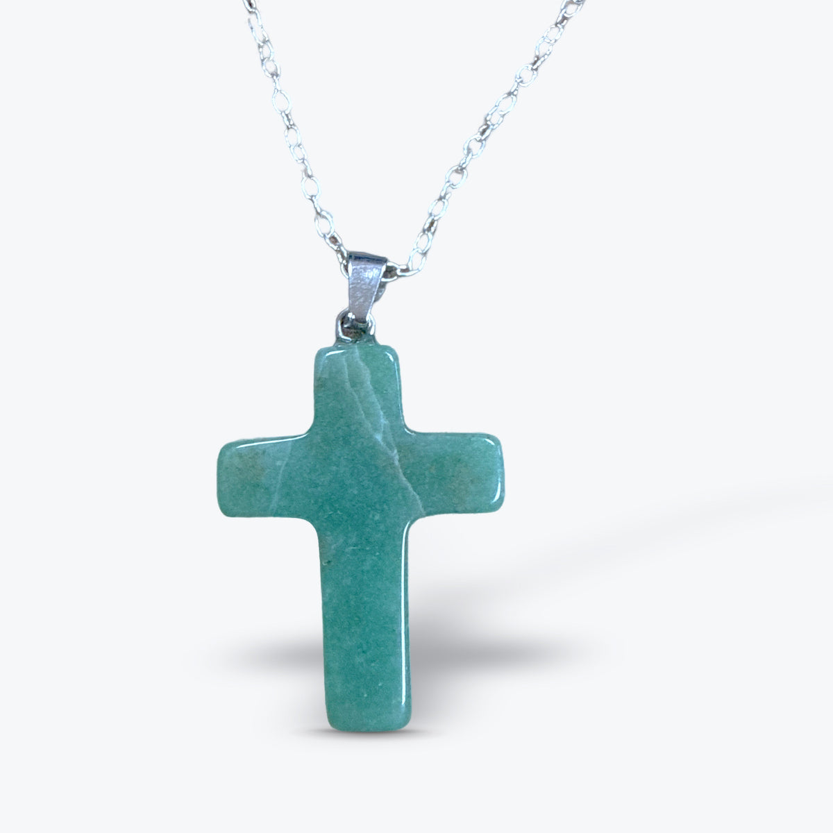 Pendentif Croix en Pierre Naturelle Polie, 15 pierres au choix, bélière et chaîne | 1,8x2,5x4cm