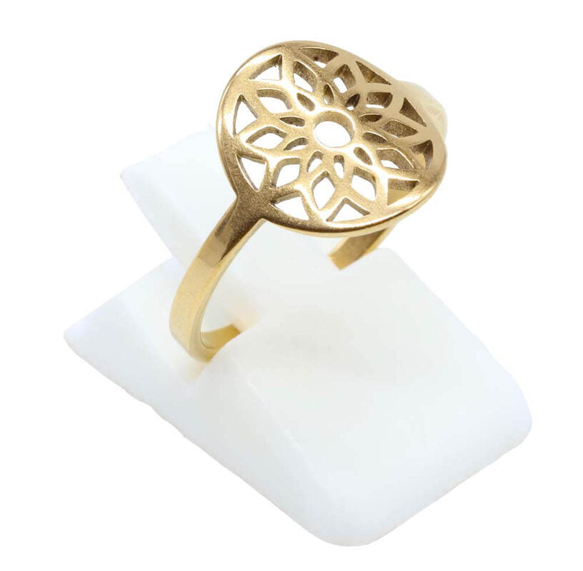 Bague Inox dorée Fleur de Soleil