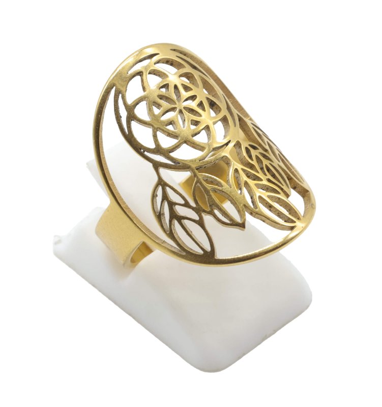 Bague Inox dorée Attrape-rêves