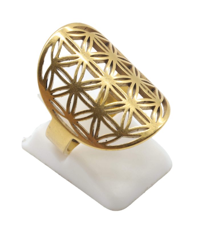 Bague Inox dorée Fleur de Vie