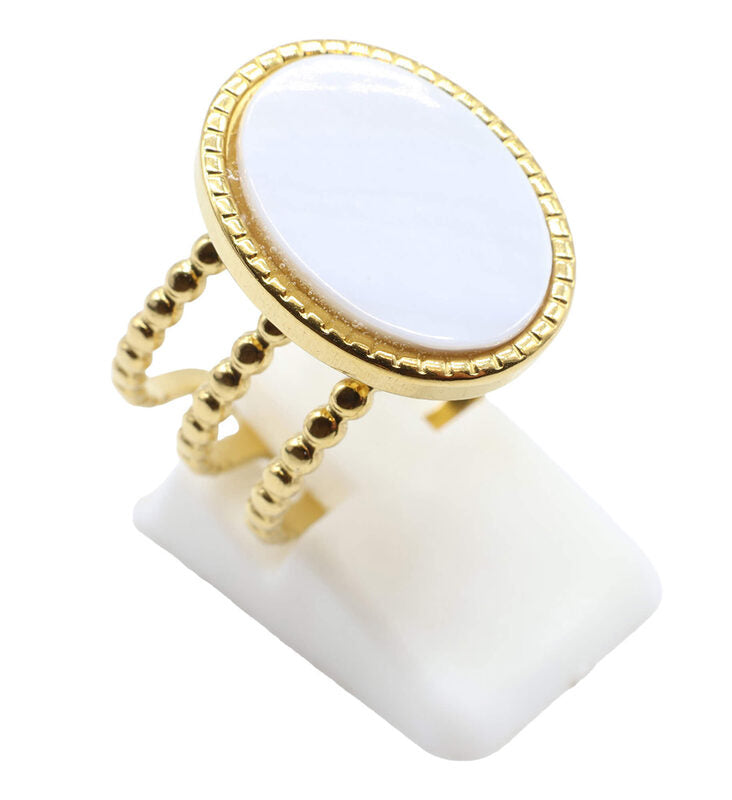 Bague Inox dorée Nacre