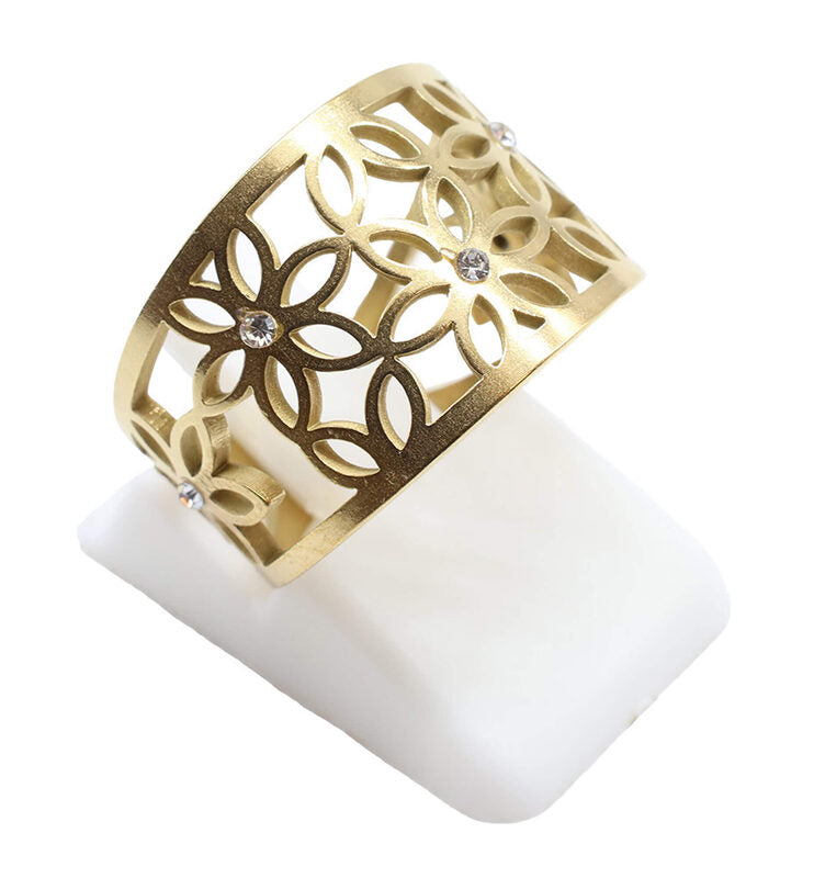 Bague Inox dorée Tapis Fleuri