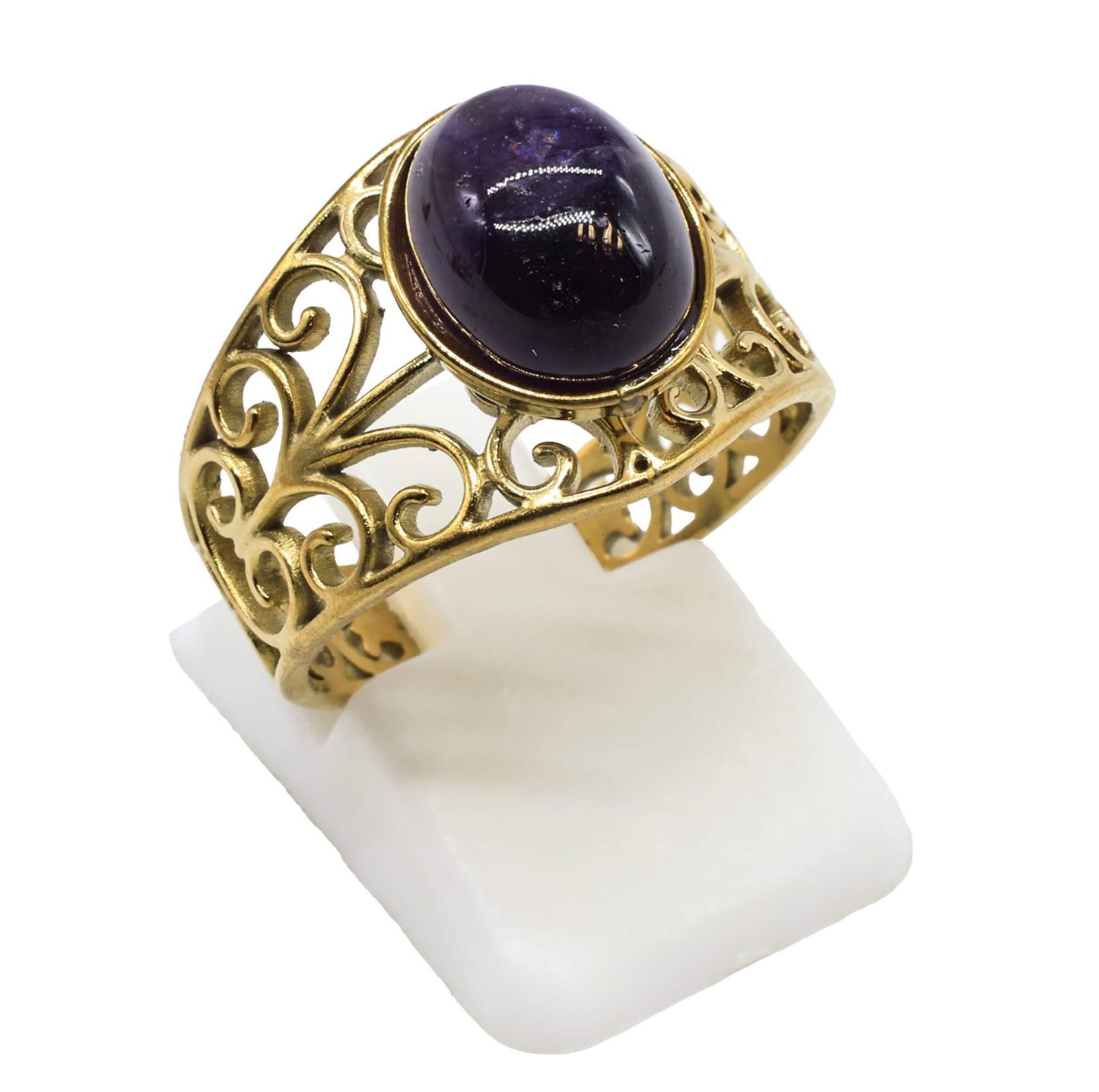 Bague Inox Pince Améthyste