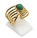 Bague Inox Pince Dorée Aventurine Verte