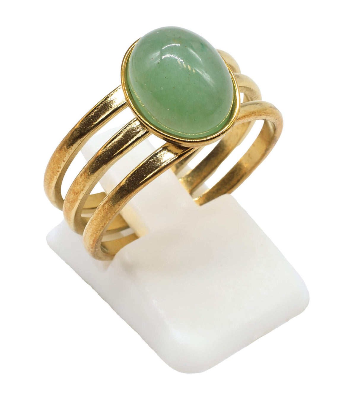 Bague Inox Trident Aventurine Verte