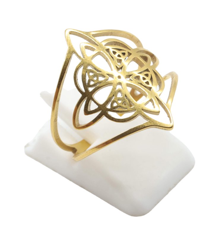 Bague Inox dorée Noeud de Sorcière