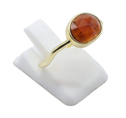 Bague Argent 925 Grenat Design — Plaqué Or