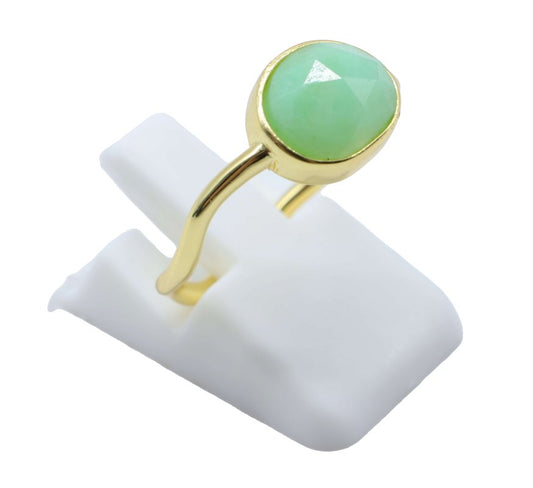 Bague Argent 925 Jade Verte Design — Plaqué Or