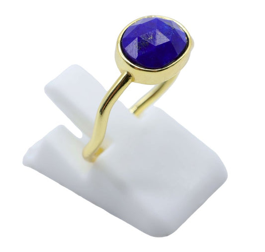 Bague Argent 925 Lapis Lazuli Design — Plaqué Or