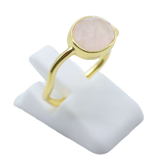 Bague Argent 925 Quartz Rose Design — Plaqué Or