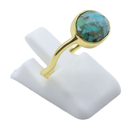 Bague Argent 925 Turquoise Design — Plaqué Or