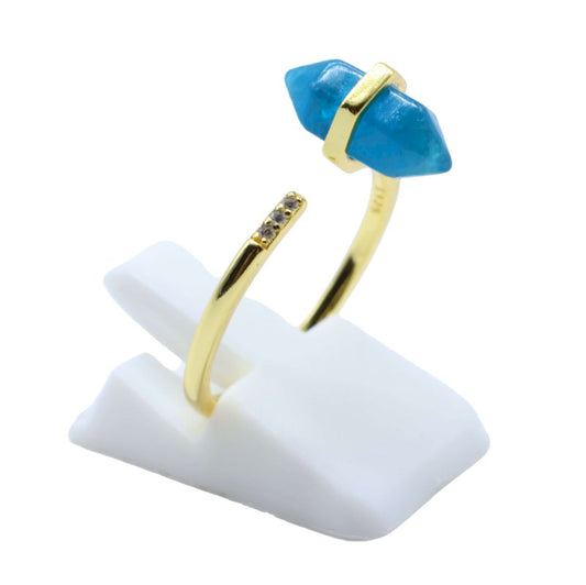 Bague Argent 925 Apatite Pointe — Plaqué Or