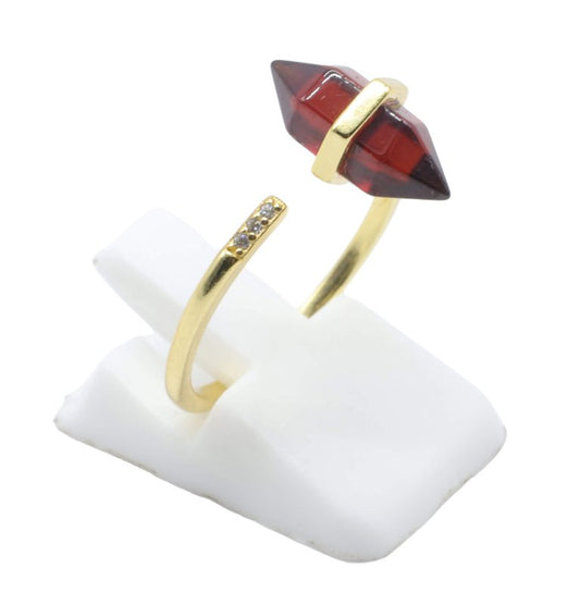 Bague Argent 925 Grenat Pointe — Plaqué Or