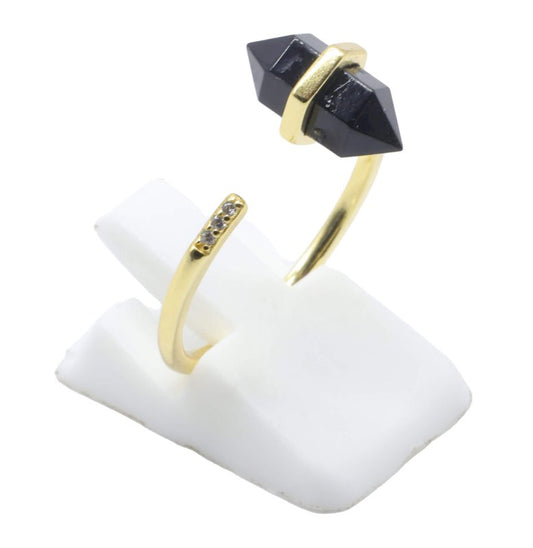 Bague Argent 925 Onyx Pointe — Plaqué Or