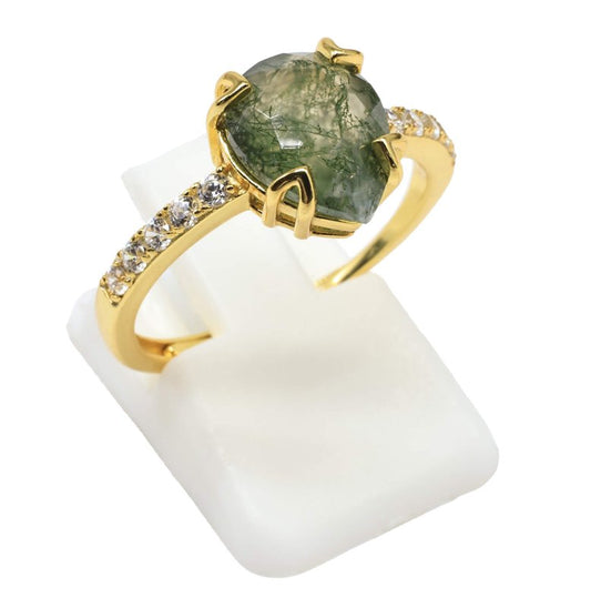 Bague Argent 925 Agate Mousse Goutte