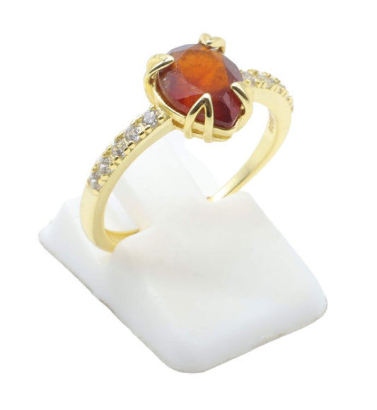 Bague Argent 925 Grenat Goutte — Plaqué Or