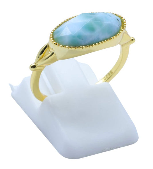 Bague Argent 925 Larimar Ovale — Plaqué Or