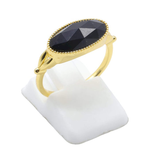 Bague Argent 925 Onyx Ovale — Plaqué Or