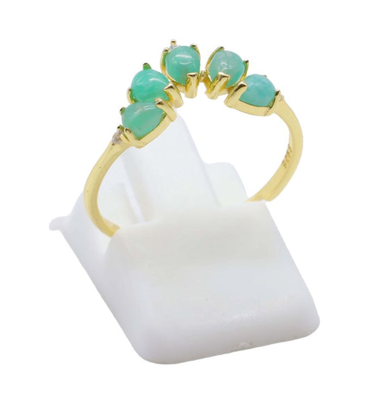 Bague Argent 925 Amazonite Diadème — Plaqué Or