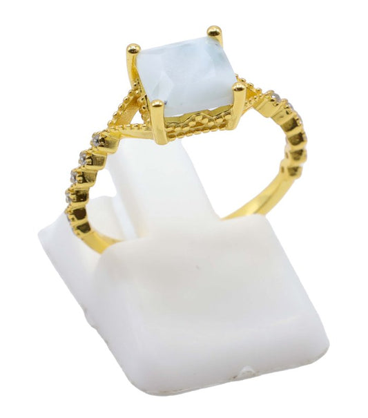Bague Argent 925 Larimar Carrée — Plaqué Or