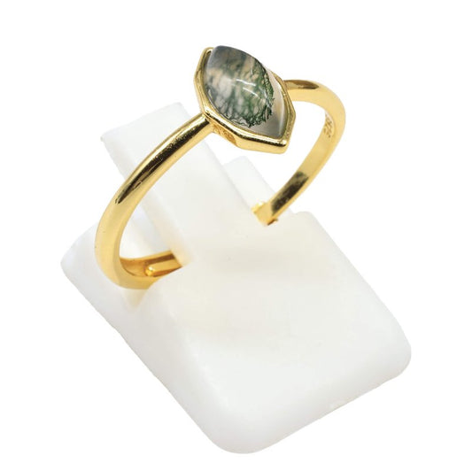 Bague Argent 925 Agate Mousse Marquise