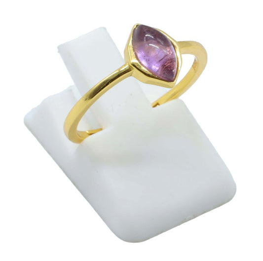 Bague Argent 925 Améthyste Marquise — Plaqué Or
