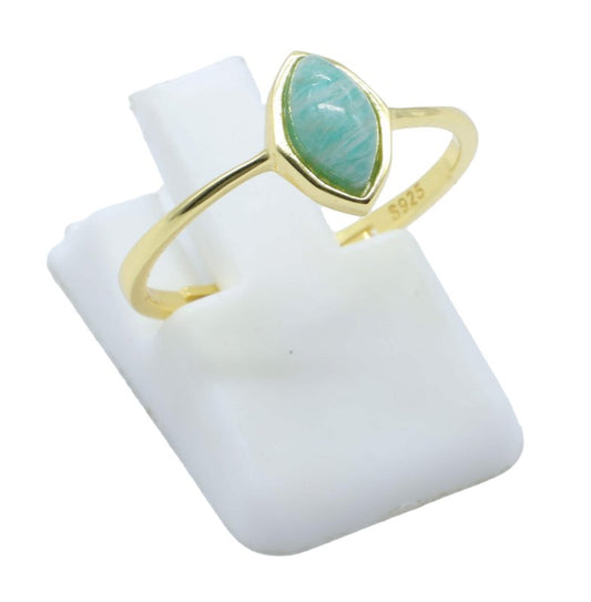 Bague Argent 925 Amazonite Marquise — Plaqué Or
