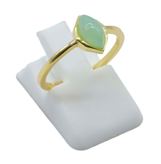 Bague Argent 925 Jade Verte Marquise — Plaqué Or