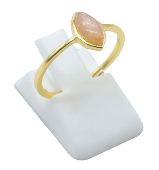 Bague Argent 925 Quartz Rose Marquise — Plaqué Or