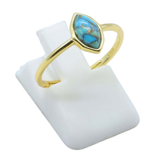 Bague Argent 925 Turquoise Marquise — Plaqué Or