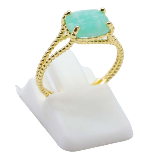 Bague Argent 925 Amazonite Rectangle — Plaqué Or