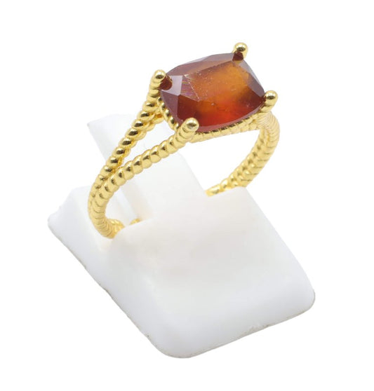 Bague Argent 925 Grenat Rectangle — Plaqué Or
