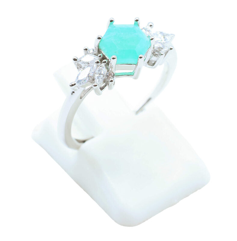 Bague Argent 925 'Flocon d'Argent' - Amazonite