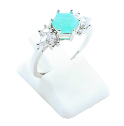 Bague Argent 925 'Flocon d'Argent' — Amazonite