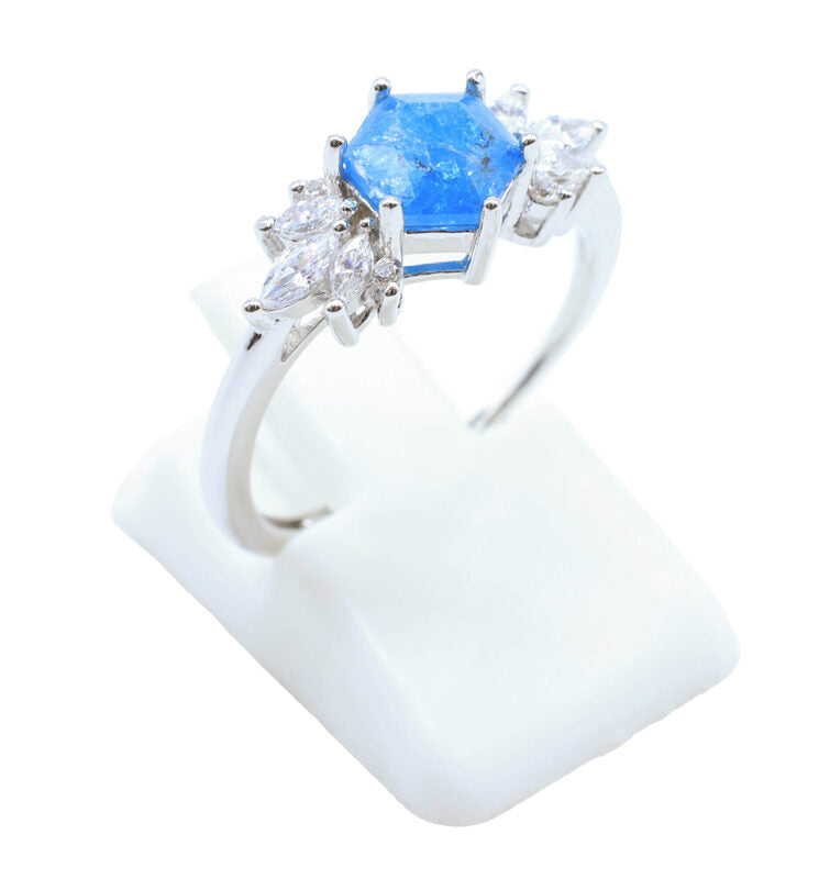 Bague Argent 925 'Flocon d'Argent' - Apatite