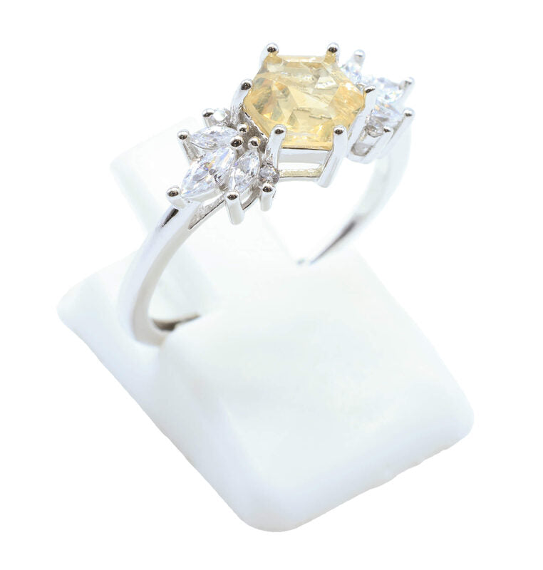 Bague Argent 925 'Flocon d'Argent' — Citrine