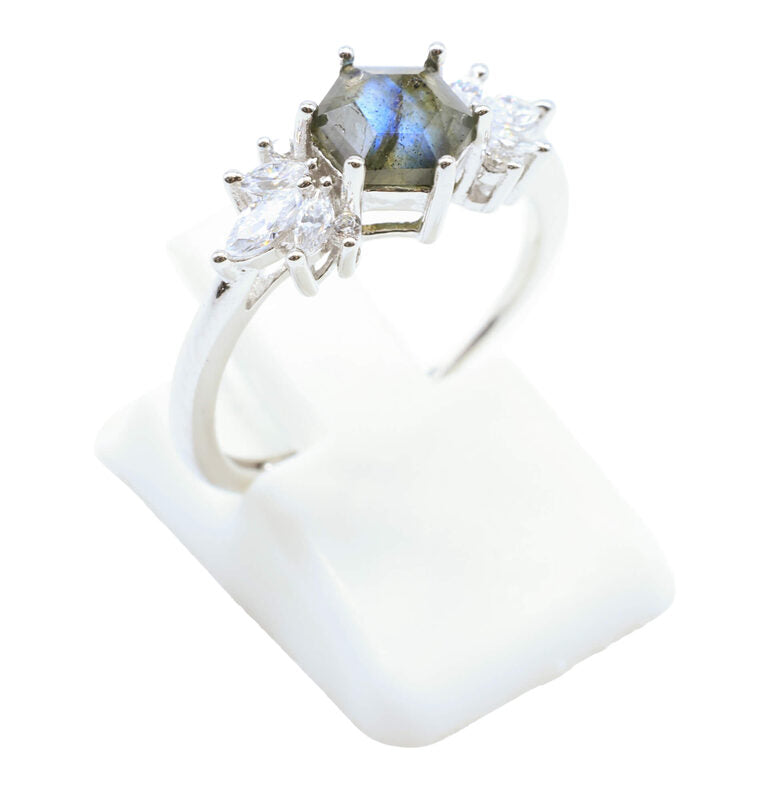 Bague Argent 925 'Flocon d'Argent' — Labradorite