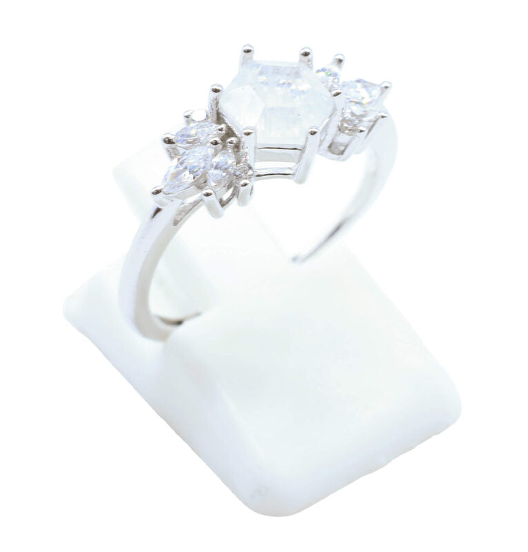 Bague Argent 925 'Flocon d'Argent' - Pierre de Lune