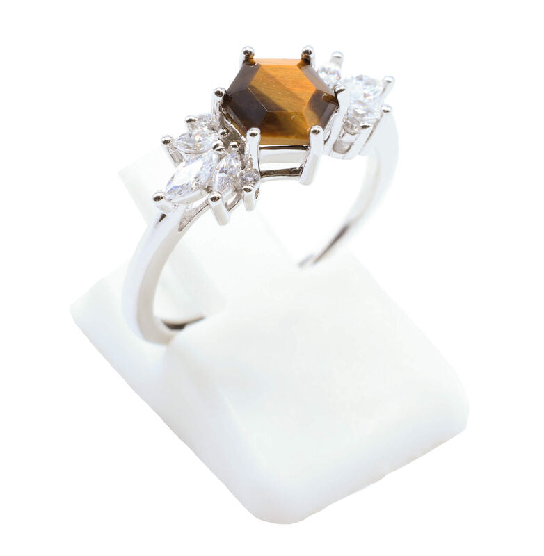 Bague Argent 925 'Flocon d'Argent' — Oeil de Tigre