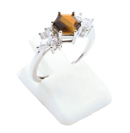 Bague Argent 925 'Flocon d'Argent' — Oeil de Tigre