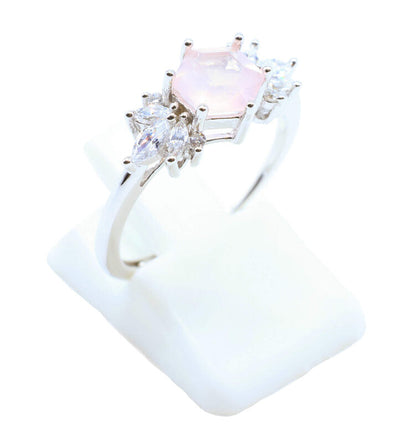 Bague Argent 925 'Flocon d'Argent' — Quartz Rose