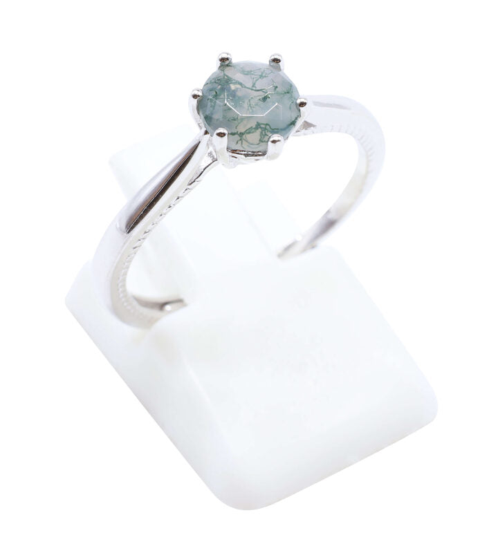 Bague Argent 925 'Rond Sublime' - Agate Mousse