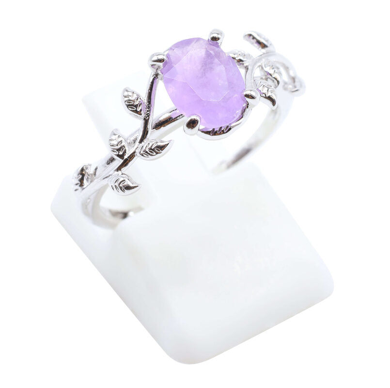 Bague Argent 925 'Murmure de Laurier' - Améthyste