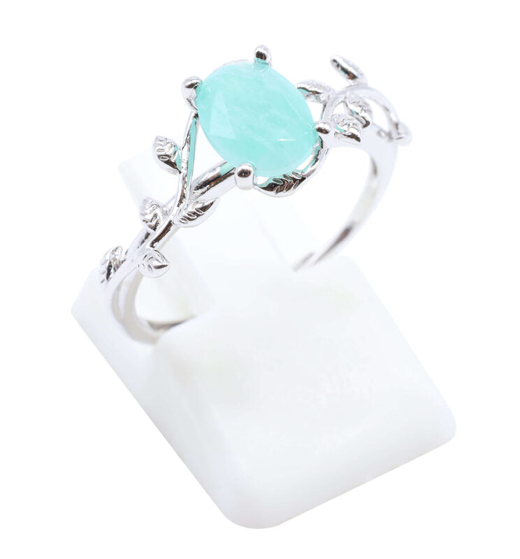 Bague Argent 925 'Murmure de Laurier' — Amazonite