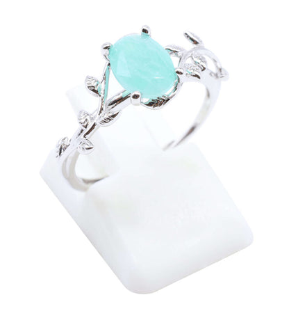 Bague Argent 925 'Murmure de Laurier' — Amazonite