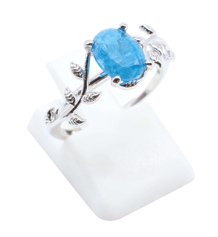 Bague Argent 925 'Murmure de Laurier' — Apatite
