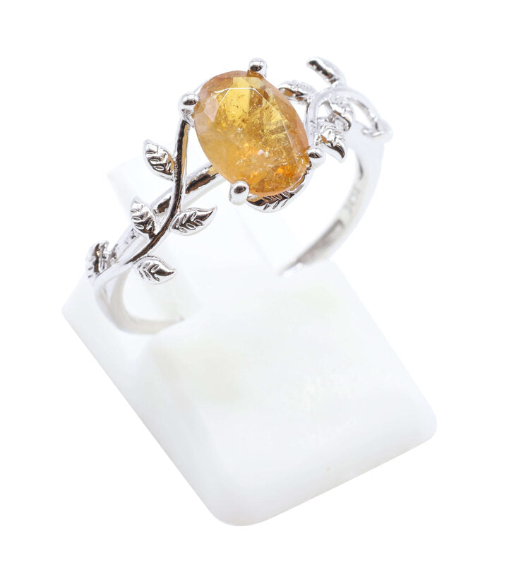 Bague Argent 925 'Murmure de Laurier' — Citrine