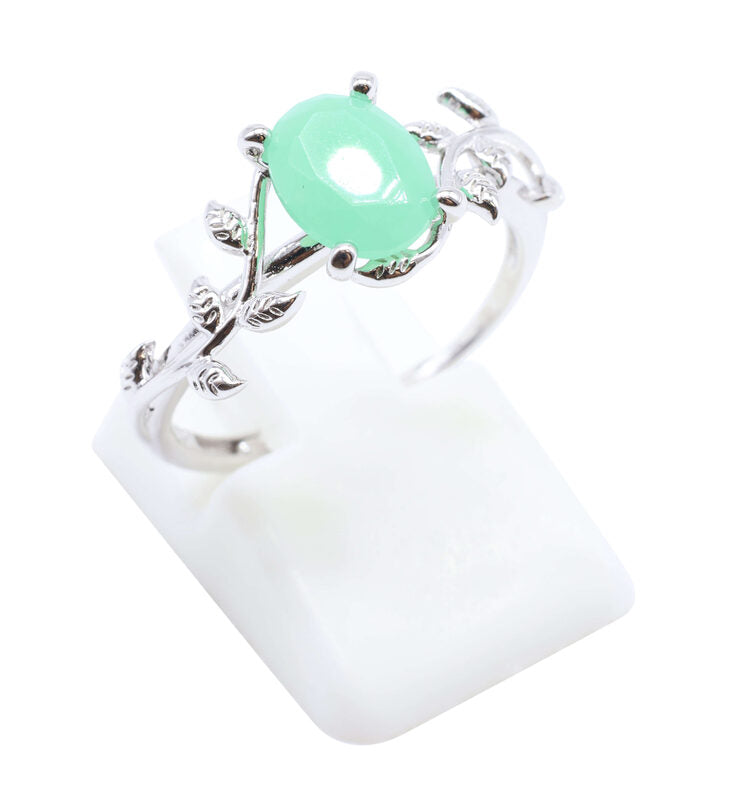 Bague Argent 925 'Murmure de Laurier' — Jade Vert