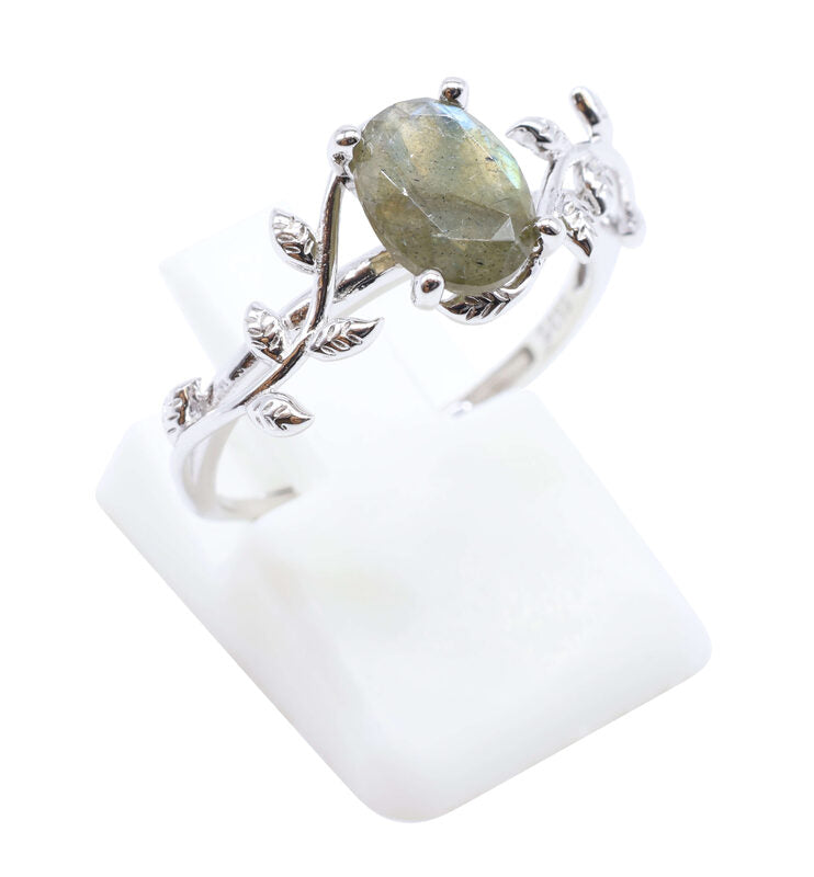 Bague Argent 925 'Murmure de Laurier' — Labradorite